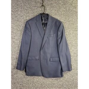 Lauren Ralph Lauren Mens 44L Navy Blue Micro Houndstooth 2 Button Blazer Jacket